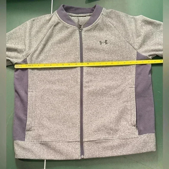 Under Armour‎ Women’s Heather Gray Cold Gear Bomber Full Zip Jacket Size Large - Picture 8 of 9